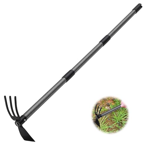 Doppel-Gartenhacke 110cm mit Dreizack, Stahl Zweiköpfige Hacke für Gartenpflege und Unkraut jäten Doppelhacke von DAKEPOLE