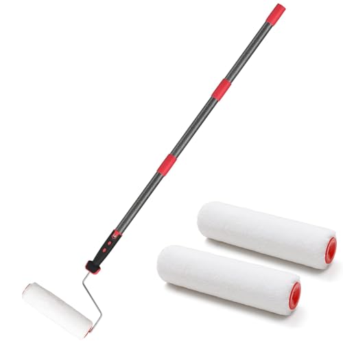 Farbroller, 70-210cm Farbroller Teleskopstange Malerrolle Multifunktions Farbroller Set mit Haus Farbe Roller Pinsel Edelstahl Stange für Wände und Decken, Grau Farbroller, 70-210cm Farbroller Teleskopstange Malerrolle Multifunktions Farbroller Set mit Haus Farbe Roller Pinsel Edelstahl Stange für Wände und Decken, Grau von DAKEPOLE