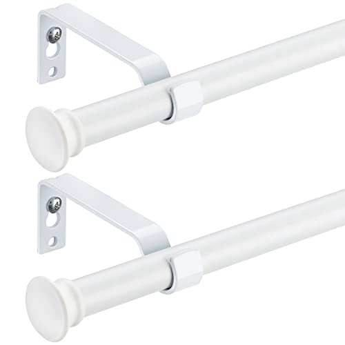 Gardinenstangen Weiß 71-210cm 2 stück, 16mm Durchmesser Stabile Gardinenstangenset Edelstahl für Schlafzimmer, Wohnzimmer, Kinderzimmer von DAKEPOLE