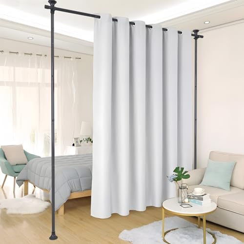 Raumteiler Paraventgestell Gardinenstange, Flexibel Verstellbarer Paravent,Raumtrenner oder Gardinenstange,Sichtschutz für Wohnzimmer, Schlafzimmer oder Büro aus Metall,B 178 cm x H 317 cm,Schwarz von DAKEPOLE