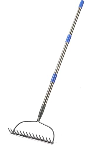 Laubrechen mit 14 Zähnen, Gartenharke aus Metall, Breite Harke mit 152 cm langem Metallstiel, Gartengerät zum Jäten, düngen, Gartenrechen für Rasen und Blätter Laubrechen mit 14 Zähnen, Gartenharke aus Metall, Breite Harke mit 152 cm langem Metallstiel, Gartengerät zum Jäten, düngen, Gartenrechen für Rasen und Blätter von DAKEPOLE