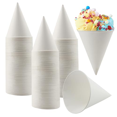 DAKFOOK 200 Stück 170 ml weiße Papier Kegelbecher, 180 ml, Einweg Schneekegelbecher, einzelne Rollrand Kegelbecher für Slush, Eiscreme, gefrorenen Joghurt, Sorbet-Wasser DAKFOOK 200 Stück 170 ml weiße Papier Kegelbecher, 180 ml, Einweg Schneekegelbecher, einzelne Rollrand Kegelbecher für Slush, Eiscreme, gefrorenen Joghurt, Sorbet-Wasser von DAKFOOK
