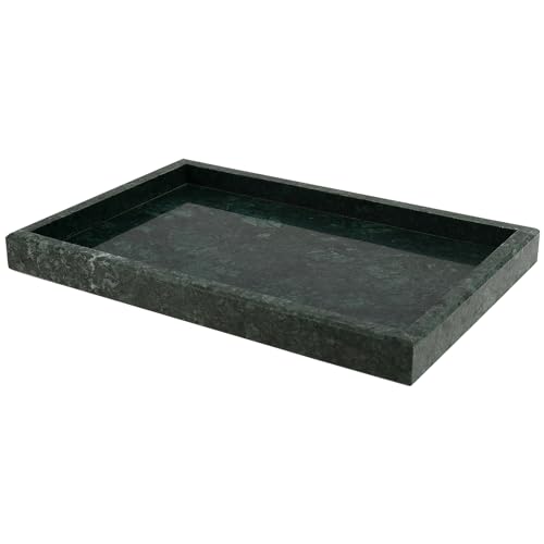 DAKFOOK Grünes Tablett aus natürlichem Marmorstein, rechteckig, 30 x 20 cm, dekoratives Tablett für den Schminktisch, Küchentheke von DAKFOOK