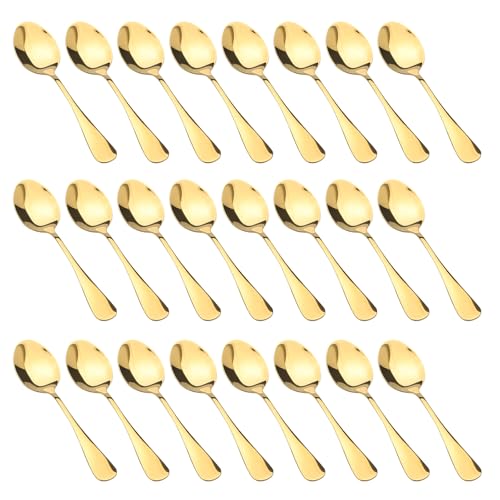 Teelöffel 24er 14cm, Kaffeelöffel aus Edelstahl, Espressolöffel, Espresso Löffel, Mini Kaffee Löffeln, Besteck für Tee, Kaffee, Dessert, Tafellöffel, Esslöffel, spülmaschinenfest von DAKLUNAR