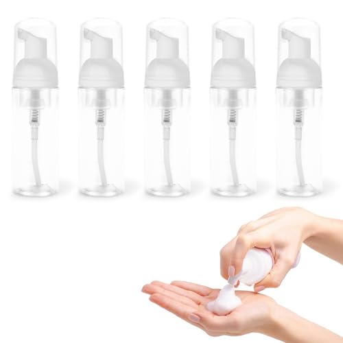 5 Stück Schaumseifenspender Leere, Reisegröße klar Leere Flasche Klar Schäumende 60ml transparent Plastik Pumpflasche Schaum Pumpe Flasche Nachfüllbar Container von DAKLUNAR