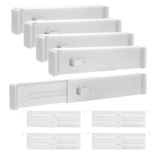 DAKLUNAR 12er-Set Schubladentrenner Verstellbar Schubladenteiler Organizers mit Trennstegen(32.3-56cm,6.4cm H) Kleiderschrank Schubladen Ordnungssystem FüR Kleidung Kommode BüRo Weiß von DAKLUNAR