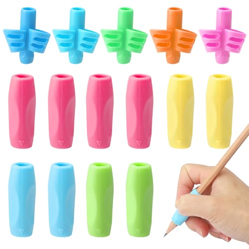 DAKLUNAR 15 Stück Schreibhilfe für Stift Kinder, Kinder Stift Griff Schreibhilfe Stiftehalter Lernhilfe, für Kinder Griffset Haltungskorrekturwerkzeug für Kinder Vorschulalter Hohles BelüFtungsdesign von DAKLUNAR