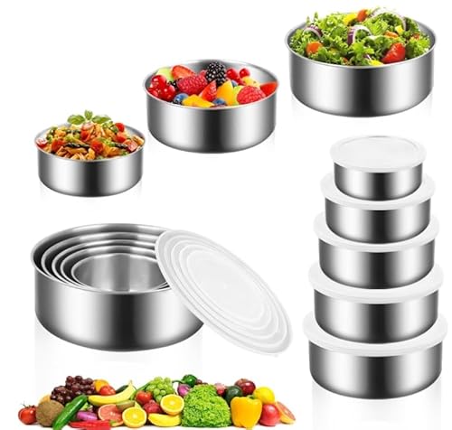 DAKLUNAR 5 Stück Edelstahl Schüssel mit Deckel, Rührschüssel Salatschüssel Edelstahl Set, 280ml 450ml 730ml 1080ml 1580ml, Spülmaschinenfest Lagercontainer, Stapelbar zum Kochen Mischen Verrühren DAKLUNAR 5 Stück Edelstahl Schüssel mit Deckel, Rührschüssel Salatschüssel Edelstahl Set, 280ml 450ml 730ml 1080ml 1580ml, Spülmaschinenfest Lagercontainer, Stapelbar zum Kochen Mischen Verrühren von DAKLUNAR