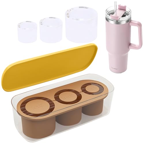 DAKLUNAR Stanley Cup Eiswürfelform Zubehör, Eiswürfelbehälter Silikon mit Deckel und Behälter, 3 Fach Eiswürfelschale, Eiswürfel für 40 Oz Tumbler Becher Cocktails, Whisky, Obst Fruchtpürees (Grün) von DAKLUNAR