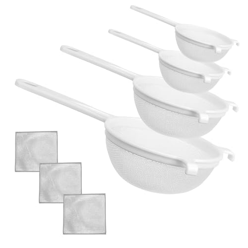 Sieb Plastik-Set 4tlg, Kunststoff-Filterset Teesieb Haushaltssieb mit Sieben in ø 8cm ø 10cm ø 14cm ø 18cm perfekt für Tee Kaffee Früchte Kefir von DAKLUNAR