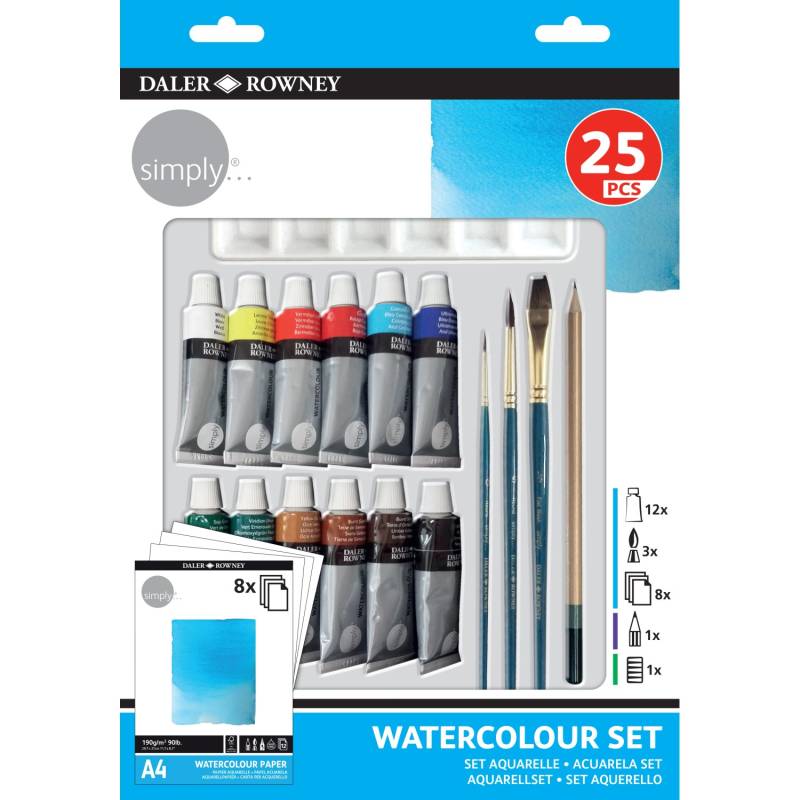 Daler-Rowney Simply Aquarell-Mal-Set sortierte Farben 25 teilig von DAL ROWNEY