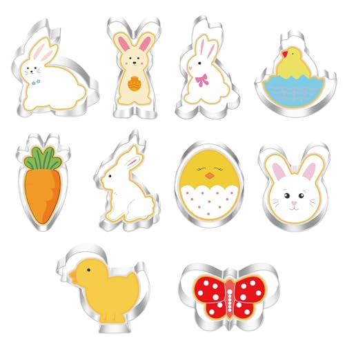 10 Stück Ausstecher Ostern Set, Edelstahl Ausstechformen, Plätzchen Ausstecher für Kinder Party Backen Kuchen Keksen Obst Sandwiches Gemüse DIY von DALAETUS