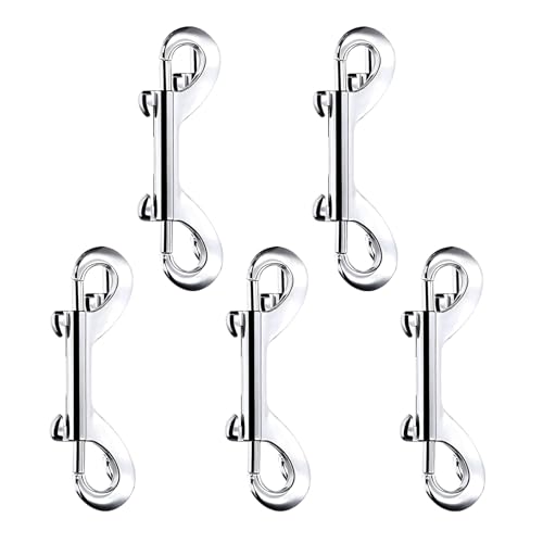 5 Stück Doppel Karabinerhaken, Robusten Doppelkarabiner Bolzenschnapper Ketten Schnapphaken, Doppel Ended Bolzen Gerader Wirbel Zink-Legierung 88 mm für Hundeleine Wassereimer Klettern von DALAETUS
