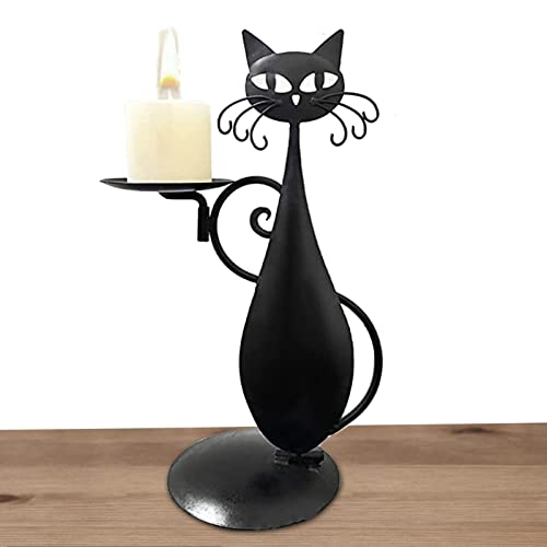 Kerzenhalter mit schwarzer Katze, aus Metall, Eisen, Kerzenständer, Kerzenständer aus Metall, mit integriertem geschweißtem Schweiß, ideal für Geburtstage, Partys, Innendekoration, Dalian von DALIAN