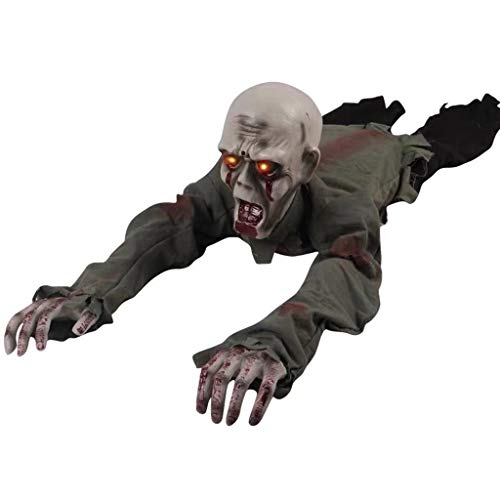DALIN Gruseliger Halloween-Krabbel-Geist, elektronisch, gruselig, blutiger Zombie mit LED-Augen-Requisite von DaLin