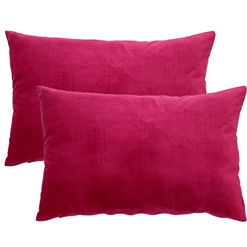 Dalina 2 Kissenbezüge aus Samt, 40 x 60 cm, für Kissen und Kissen, 100 % Polyester und extra weich, 2 Stück mit Reißverschluss (Rot) von DALINA TEXTIL S.L