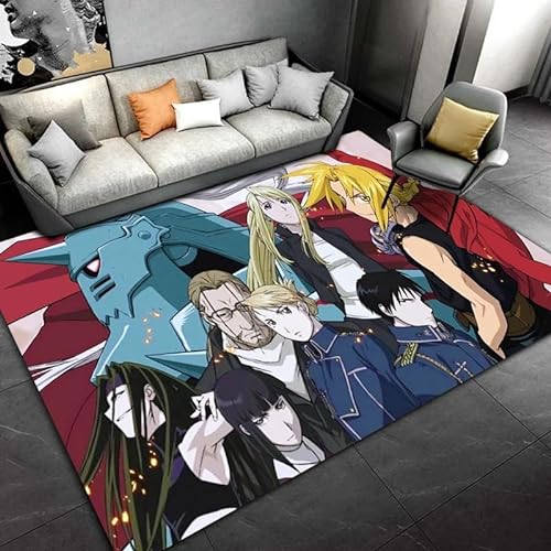 DALIZA Anime fma Vollmetall-Alchemist Gedruckter großer Teppich, Teppich für Wohnzimmer Schlafzimmer Sofa-Dekoration, rutschfeste Fußmatten Alfombras 140X200CM von DALIZA