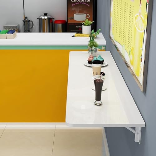 DALIZA Wandmontierter Klapptisch, Wandtisch für kleine Räume, Heimbüro, Arbeit, faltbar, Küche, Frühstückstisch, Wandmontage (Farbe: Weiß, Größe: 60 x 30 cm) von DALIZA