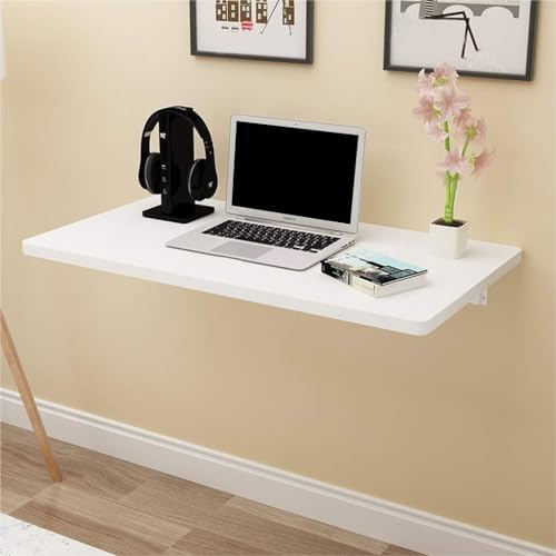 Wandmontierter Klapptisch, wandmontierter Schreibtisch für Computertisch, Schreibtisch, Küchen-Esstisch mit Zubehör (Farbe: Weiß, Größe: 70 x 50 cm) von DALIZA