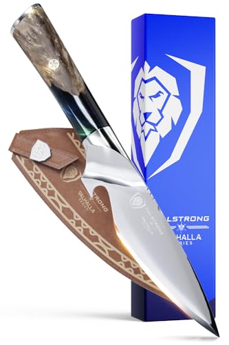 DALSTRONG BBQ Piranha Knife - 6" - Valhalla Series - 9CR18MOV HC Steel - Celestial Resin & Wood Handle - w/Leather Sheath von DALSTRONG