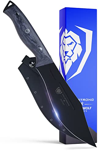 DALSTRONG Barong Chef's Knife - 7" - Delta Wolf Series - High Chromium 9CR18MOV Steel - Black Titanium Nitride Coating - G10 Camo Handle - Leather Sheath von DALSTRONG