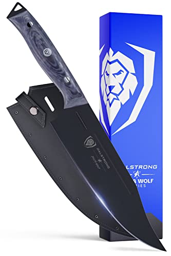 DALSTRONG Chef Knife - 20 cm - Delta Wolf Series - High Chromium 9CR18MOV Steel - Black Titanium Nitride Coating - G10 Camo Handle - Leather Sheath von DALSTRONG