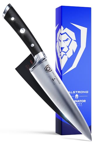 DALSTRONG Chef Knife - 7 inch - Gladiator Series - Forged High Carbon German Steel - Razor Sharp Kitchen Knife - Full Tang - Black G10 Handle - Sheath Included - NSF Certified von DALSTRONG