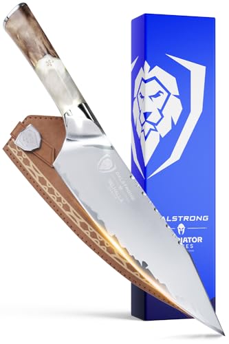 DALSTRONG Chef Knife - 8" - Valhalla Series - 9CR18MOV HC Steel - White Resin & Wood Handle - w/Leather Sheath von DALSTRONG