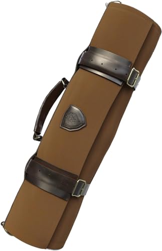 DALSTRONG - Nomadenmesserrolle - 12oz Strapazierfähigem-Canvas & Top-Grain Leder Rolltasche - 13 Schlitze - Innen-und Rückseite Reißverschlusstaschen - Klinge Reiselagerung (Braun) von DALSTRONG