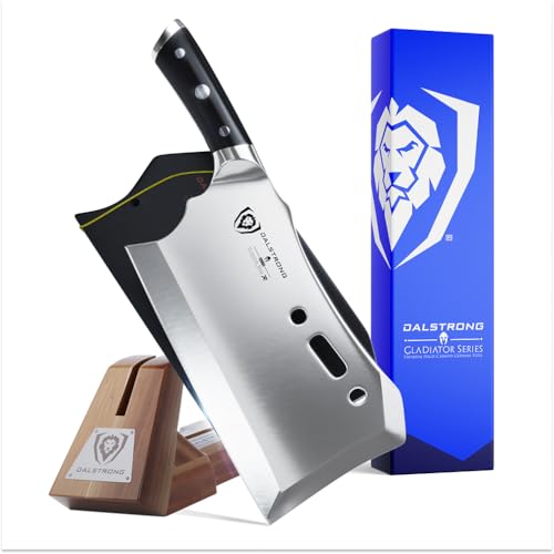 DALSTRONG Obliterator Meat Cleaver - 9" - Gladiator Series R - Stand and Sheath Included - Razor Sharp Massive Heavy Duty - 3lbs - 6mm Thickness - 7CR17MOV High Carbon Steel - NSF Certified DALSTRONG Obliterator Meat Cleaver - 9" - Gladiator Series R - Stand and Sheath Included - Razor Sharp Massive Heavy Duty - 3lbs - 6mm Thickness - 7CR17MOV High Carbon Steel - NSF Certified von DALSTRONG