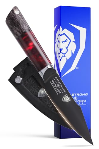 DALSTRONG Paring Knife - 10 cm - Spartan Ghost Series - American Forged S35VN Powdered Steel - Maple & Red Resin Handle - Sheath von DALSTRONG