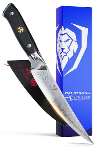 DALSTRONG Premium Filetiermesser mit Klingenschutz - Damastmesser - nach Kanadischem Design aus AUS-10V japanischem Damaskus - 15 cm - Shogun Series von DALSTRONG