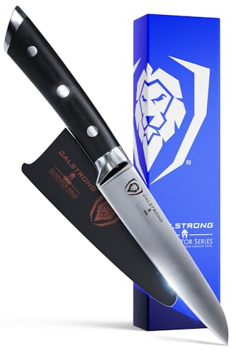 DALSTRONG Schälmesser - 3.5" - Gladiator Series - Geschmiedeter deutscher Hochkohlenstoffstahl - Schwarzer G10-Griff - mit Scheide - NSF Zertifiziert von DALSTRONG