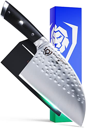 DALSTRONG Serbian Chef Knife - 7.5" - Meat Cleaver - Gladiator Series - German HC Steel - Hammered Blade Finish - G10 Handle - w/Sheath - NSF Certified DALSTRONG Serbian Chef Knife - 7.5" - Meat Cleaver - Gladiator Series - German HC Steel - Hammered Blade Finish - G10 Handle - w/Sheath - NSF Certified von DALSTRONG