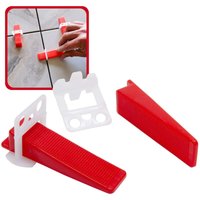 Dalsys - Fliesen Nivelliersystem, Verlegehilfe Set, Fliesenleger Werkzeug - 1mm Set: 1300tlg., 1000 Laschen + 300 Keile - 1mm von DALSYS