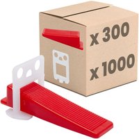 Fliesen Nivelliersystem, Verlegehilfe Set, Fliesenleger Werkzeug - 3mm Set: 1300tlg., 1000 Laschen + 300 Keile - Dalsys von DALSYS