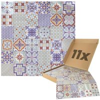 Dalsys - Wandpaneele selbstklebend, Mosaikfliesen mit bunten Ornamenten 1m², 11 Stück Wandverkleidung feuchtigskeitsbeständig, Premium Qualität für von DALSYS