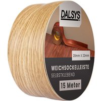 Weichsockelleiste selbstklebend Klebeleiste, Abschlussleiste für Fugen in Wohnbereich, Küche, Bad, aus pvc Kunststoff - Eiche 15m - Dalsys von DALSYS