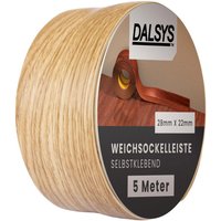 Dalsys Weichsockelleiste selbstklebend Klebeleiste, Abschlussleiste für Fugen in Wohnbereich, Küche, Bad, aus PVC Kunststoff - Eiche 5m - Eiche von DALSYS