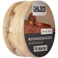 Weichsockelleiste selbstklebend Klebeleiste, Abschlussleiste für Fugen in Wohnbereich, Küche, Bad, aus pvc Kunststoff - Gebleichte Eiche 15m - Dalsys von DALSYS