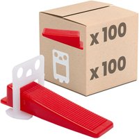 Fliesen Nivelliersystem, Verlegehilfe Set, Fliesenleger Werkzeug - 3mm Set: 200tlg., 100 Laschen + 100 Keile - Dalsys von DALSYS