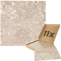 Dalsys - Wandpaneele selbstklebend Mosaikfliesen 1m², 11 Stück Wandverkleidung feuchtigskeitsbeständig, Premium Qualität für Bad und Küche - Aluoptik von DALSYS