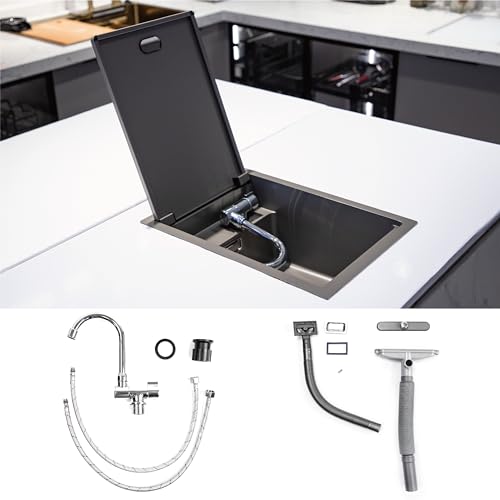 440 * 320 * 210mm Edelstahl langsame Abdeckung Waschbecken für Küche oder Wohnwagen, einzelne Schüssel Waschbecken mit drehbarem Hahn und Abfluss von DALUOBO