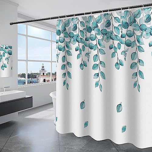 DAMAI Duschvorhang 200x240 cm Badvorhang aus Polyester Stoff Waschbar Bad Vorhang mit 12 Duschvorhangringe Wasserdicht für Badewanne und Bad Grün von DAMAI