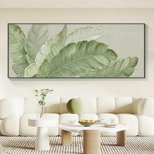DAMAIART Grünes Blatt, modernes Ölgemälde auf Leinwand, Druck, abstraktes Blatt-Poster, Wandkunst, Bild für nordische Wohnzimmerdekoration, 47 x 140 cm, schwarzer Rahmen DAMAIART Grünes Blatt, modernes Ölgemälde auf Leinwand, Druck, abstraktes Blatt-Poster, Wandkunst, Bild für nordische Wohnzimmerdekoration, 47 x 140 cm, schwarzer Rahmen von DAMAIART