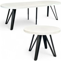 Großer runder Esstisch Ausziehbar Weiß Halbmatt Ø100/300 cm mit Schwarzen Metallbeinen Großer runder Esstisch Ausziehbar Weiß Halbmatt Ø100/300 cm mit Schwarzen Metallbeinen von DAMALE MEBLE