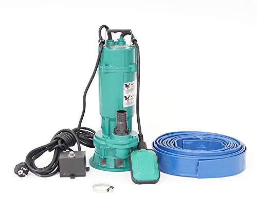 370W Fäkalienpumpe Schmutzwasserpumpe Tauchpumpe Abwasserpumpe mit Cutter 6600l/h + 10m Schlauch von DAMBAT