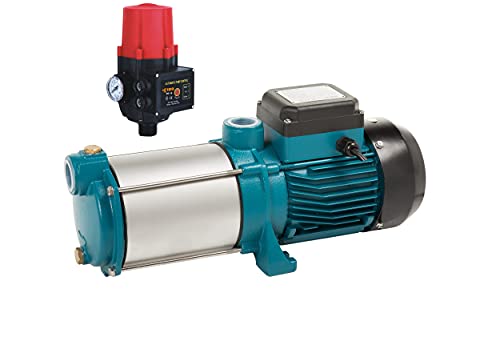 DAMBAT Wasserpumpe Hauswasserwerk Gartenpumpe MH 1300 Watt 6000 L/h 5,5 bar + Steuerung in Modern Residential Stil aus Edelstahl in Türkis von DAMBAT