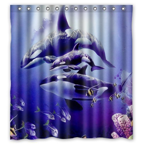 DAMEILIN Duschvorhang, 168 cm (Breite) x 182 cm (Höhe), Orca Killer-Wal-Design, 100 % Polyester, inkl. Duschvorhangringe DAMEILIN Duschvorhang, 168 cm (Breite) x 182 cm (Höhe), Orca Killer-Wal-Design, 100 % Polyester, inkl. Duschvorhangringe von DAMEILIN
