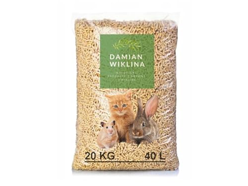 Katzenstreu Holzpellets 20 kg 40l – Holzstreu für Eine Effektive Geruchs und Feuchtigkeitskontrolle – 100% pflanzliches für Katzen und andere Kleintierrassen – Kompostierbar von DAMIAN WIKLINA NATURALNE PRODUKTY Z DREWNA I WIKLINY